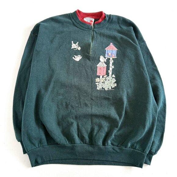 Vintage Morning Sun, Birdhouse Quarter Zip Sweatshirt - Picture 1 of 4